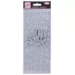 Наклейки 10х24 см "Цифры. Микс", цвет серебряный (DoCrafts)