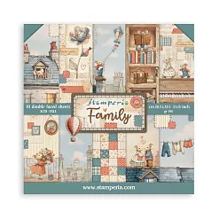 Набор бумаги 20х20 см "Family", 10 листов (Stamperia)