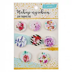 Набор деревянных пуговиц "Цветочный" (АртУзор)