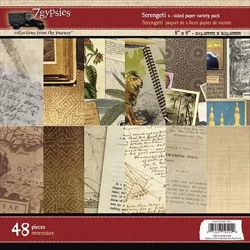 Набор бумаги 20х20 см "Долина Серенгети", 48 листов (7gypsies)