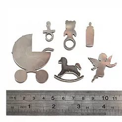 Набор акриловых зеркальных украшений "Детский" под серебро, 6 шт (Лазер) Набор акриловых зеркальных украшений "Детский" под серебро, 6 шт (Лазер)