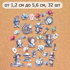 Набор тканевых высечек "Алиса и Чеширский кот", 32 шт (ScrapMania)