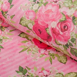 Отрез ткани 48х50 см "Великолепный розарий. Букеты на розовой полосочке" (Артмикс)