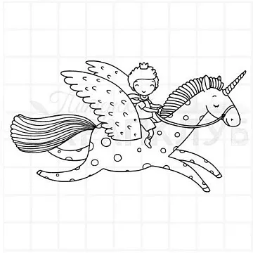 Штамп "На единороге 2", 8,8х4,7 см (Скрапклуб)