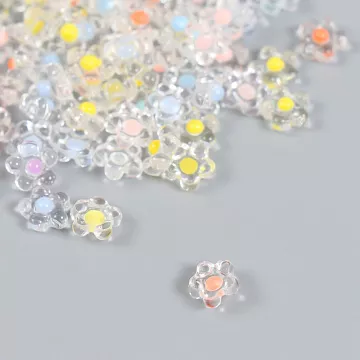 Набор акриловых украшений "Цветок с цветной серединкой. Глянец", 0,7х0,7 см (АртУзор)