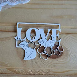 Украшение из чипборда "Flower Love" (Просто небо) Украшение из чипборда "Flower Love" (Просто небо)