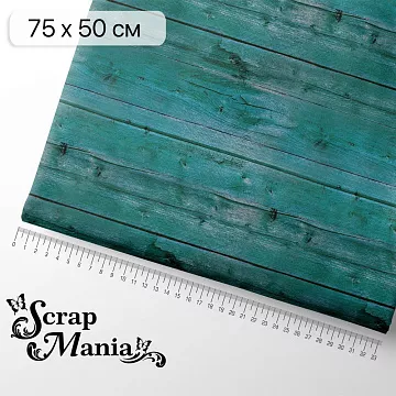 Отрез ткани 75х50 см "Рождество у волшебников. Бирюзовые доски" (ScrapMania)