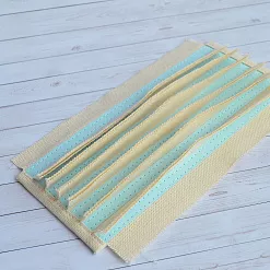 Переплет на 7 разворотов, цвет голубой, длина 20 см, шаг 1 см