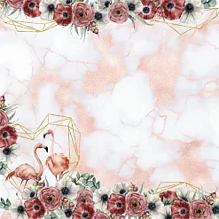 Бумага "Роскошный фламинго. Мраморное сердце" (ScrapMania)