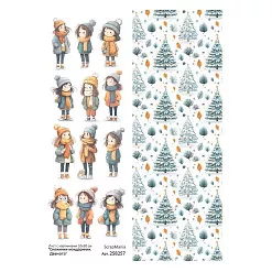 Лист с картинками 10х30 см "Снежинки-мандаринки. Девчата" (ScrapMania) Лист с картинками 10х30 см "Снежинки-мандаринки. Девчата" (ScrapMania)