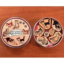 Набор штампов в жестяной коробочке "Кошки" (Kodomo no kao)