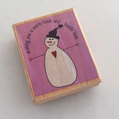 Резиновый штамп на деревянной основе "Снеговик"