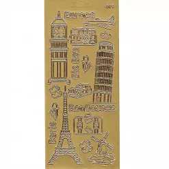 Контурные наклейки "Европа", лист 10x24,5 см, цвет золото