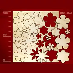 Набор украшений из дерева "Цветы" (Россия)