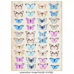 Скрап-карта А4 "Vintage time 028. Бабочки" (Lemon Craft)