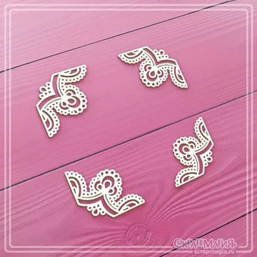 Чипборд "Кружевные уголки 2", 3,1х3,1 см (СкрапМагия)