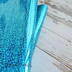 Отрез экокожи 30х69 см "Глянцевый глиттер. Голубой" (Pty Китай)