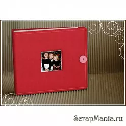 Альбом красный с застежкой-пуговицей 20х20 см (Fancy Pants)
