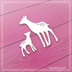 Чипборд "Мама олениха с олененком", 4,3х6 см (СкрапМагия)