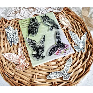 Штамп "Ночные птицы", 7х3 см (AgiArt)