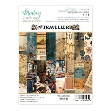 Набор бумаги 15х20 см "Traveller", 24 листа (Mintay)