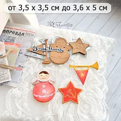 Нож "СССР. Пионерские значки и неваляшка", 3,6х5,1 см (ScrapMania)