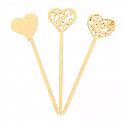 Набор деревянных украшений на шпажках "Сердца" (Россия)