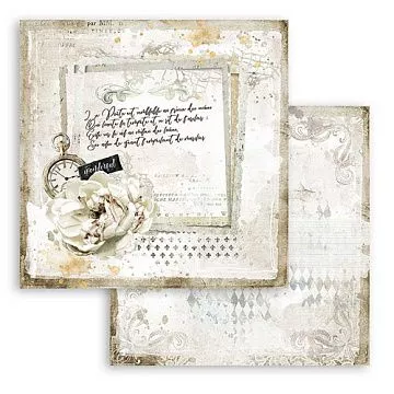 УЦЕНКА Бумага 30х30 см "Romantic collection. Journal. Letter and clock" (Stamperia)