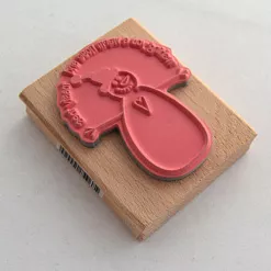 Резиновый штамп на деревянной основе "Снеговик"