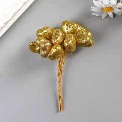 Букет "Сердца в глиттере. Золотые", 12 шт Букет "Сердца в глиттере. Золотые", 12 шт