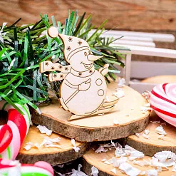 Чипборд "Снеговик на лыжах", 3,7х5 см (WoodHome)