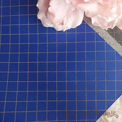 Отрез экокожи 30х69 см "Текстурный. Золотой ромб на синем" (Pty Китай)