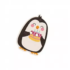 Пуговица деревянная "Пингвин с тортиком" (АртУзор) Пуговица деревянная "Пингвин с тортиком" (АртУзор)