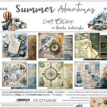 Набор бумаги 30х30 см "Summer adventure", 6 листов (CraftO'clock) Набор бумаги 30х30 см "Summer adventure", 6 листов (CraftO'clock)