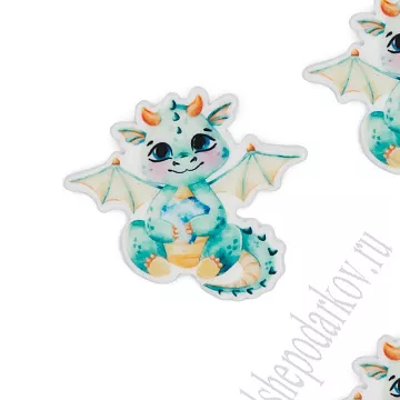 Акриловое украшение "Дракончик бирюзовый", 3,5х3,6 см