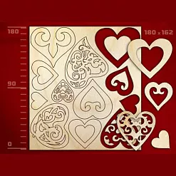 Набор украшений из дерева "Сердца" (Россия)