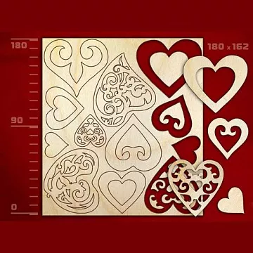 Набор украшений из дерева "Сердца" (Россия)