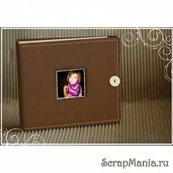 Альбом коричневый с застежкой-пуговицей 20х20 см (Fancy Pants)