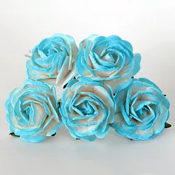 Букет огромных роз "Бирюзовый с белым", 4 см, 5 шт (Craft)