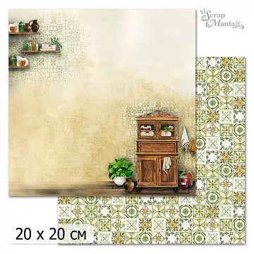 20х20 Бумага "Рецепты старого буфета. Дизайн 3" (ScrapMania)