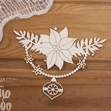 Чипборд "Растяжка с пуансетией", 8,9х11 см (Просто небо)