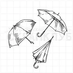 Штамп "Зонты", 5х4 см (Скрапклуб)