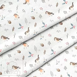 Отрез ткани 79х50 см "Птички с желудями" (Cotton)