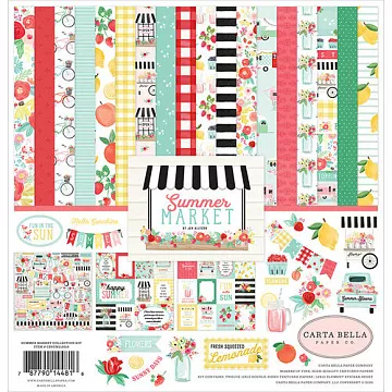 Набор бумаги 30х30 см с наклейками "Summer market", 12 листов (Carta Bella)