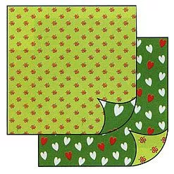 УЦЕНКА Бумага "Цветочки и сердечки на зеленом" (Stamperia)