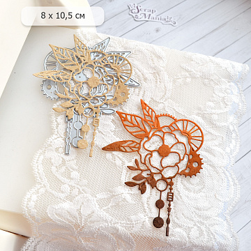 Нож "Цветок с шестеренками и подвесками", 8х10,5 см (ScrapMania)