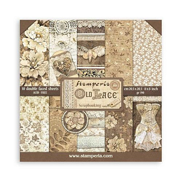 Набор бумаги 20х20 см "Old Lace", 10 листов (Stamperia)