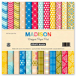 Набор бумаги 15х15 см "Madison", 48 листов (Penny Black)