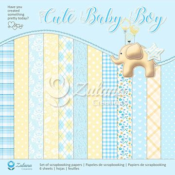 Набор бумаги 30х30 см "Cute baby Boy", 6 листов (Zulana Cr)