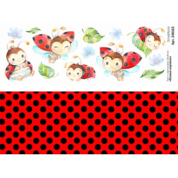 Лист с картинками 10х30 см "Божьи коровки" (ScrapMania)